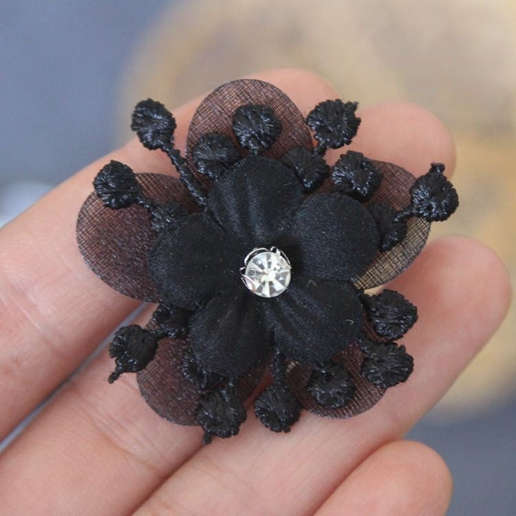 3D Beaded Lace Trim Single Flower BT0001-Lace Fabric Shop