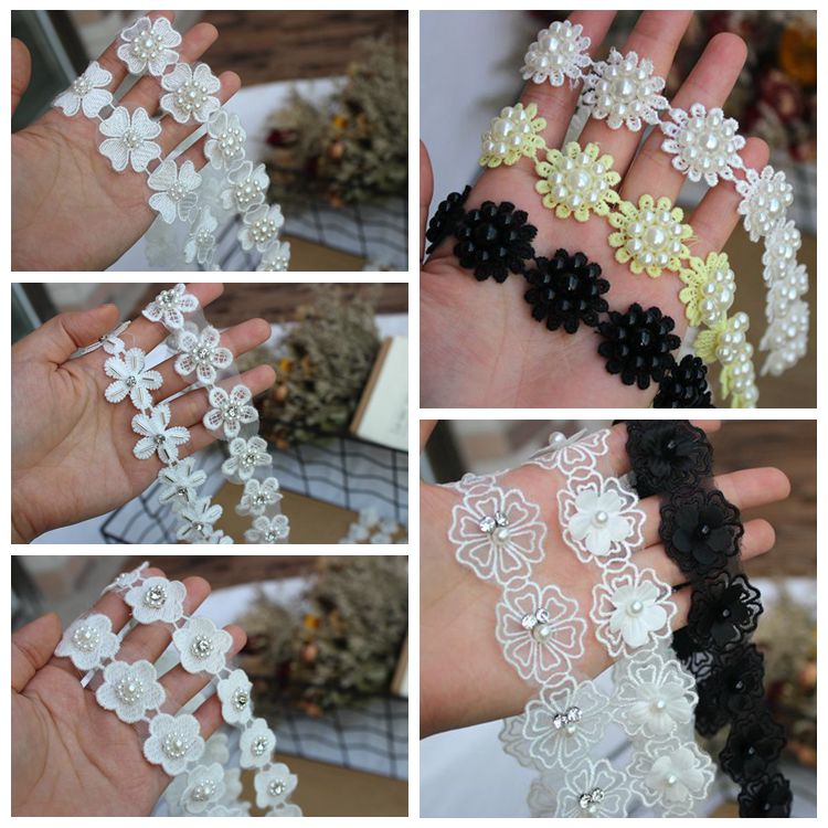 Beaded Floral Lace Trims Fabric BT0019-Lace Fabric Shop