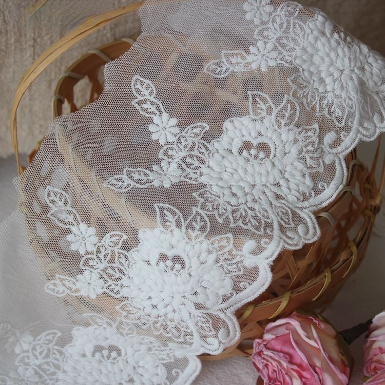 Embroidery Tulle Lace Trim Width 12 cm TF0112-Lace Fabric Shop