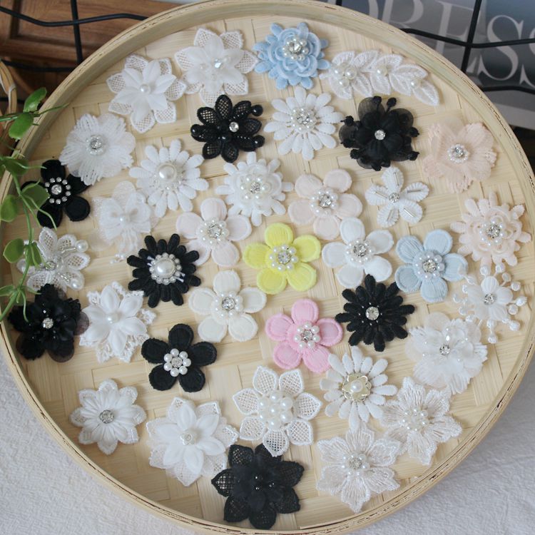 3D Beaded Lace Trim Single Flower BT0001-Lace Fabric Shop