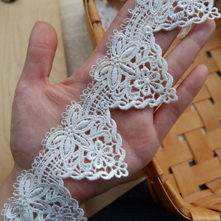 3D Leaf White Black Clothes Lace Trim LT0229-Lace Fabric Shop