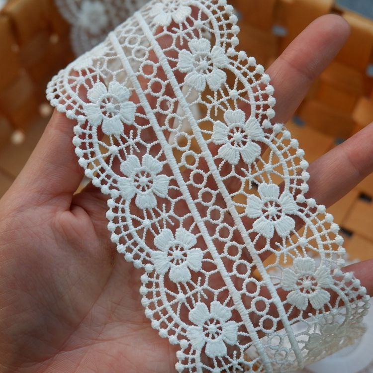 White Clothes Hem Lace Trim Decoration LT0233-Lace Fabric Shop