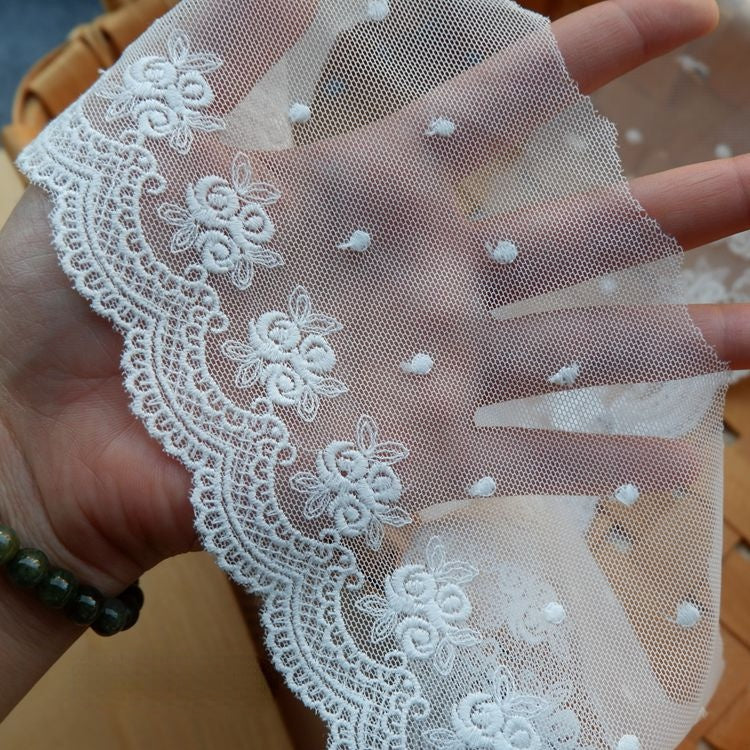 Embroidery Rose Tulle Trim Width 9.5 cm TF0063-Lace Fabric Shop