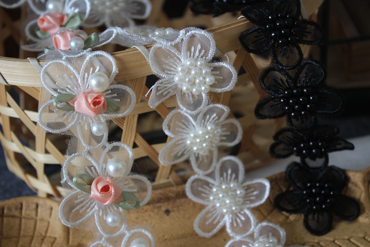 Beads Rose Lace Trimming Fabric BT0054-Lace Fabric Shop