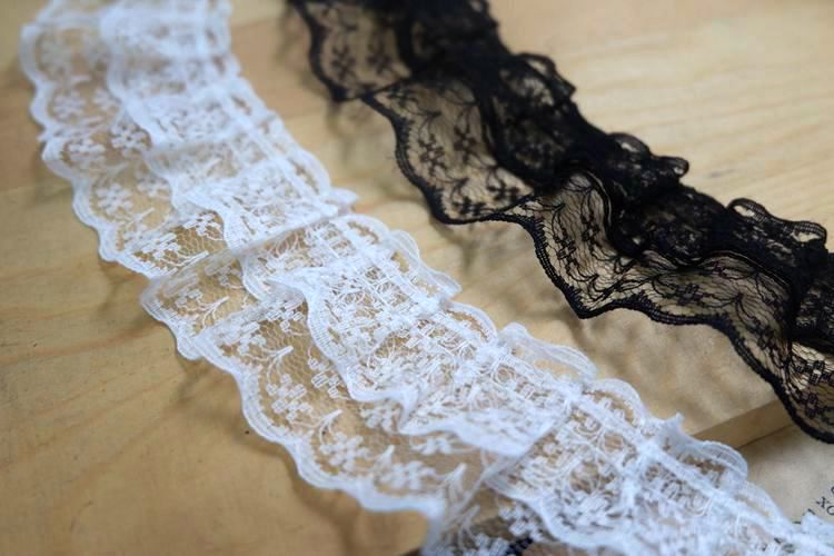 Pleated Stretch Lace Trim Width 4.6cm LT0168-Lace Fabric Shop