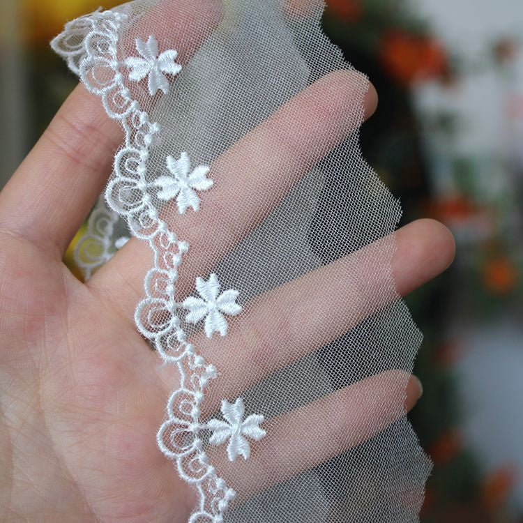 Embroidery Floral Tulle Trim Width 5 cm TF0107-Lace Fabric Shop