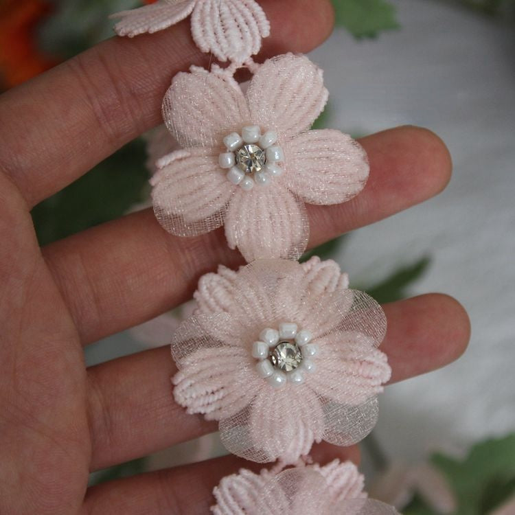 3D Beaded Bridal Decorative Lace Trim BT0004-Lace Fabric Shop