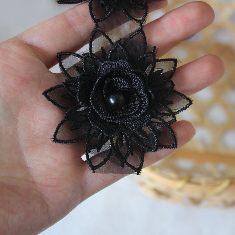 3D Embroidery Beaded Lace Trims Flowers BT0090-Lace Fabric Shop