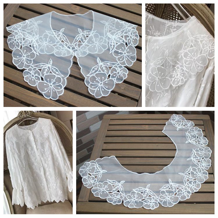 Embroidery Organza Collar Eyelet Fabric EF0071-Lace Fabric Shop