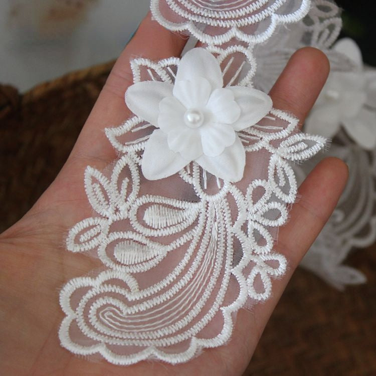 Beads Floral Lace Trimming Fabric BT0040-Lace Fabric Shop