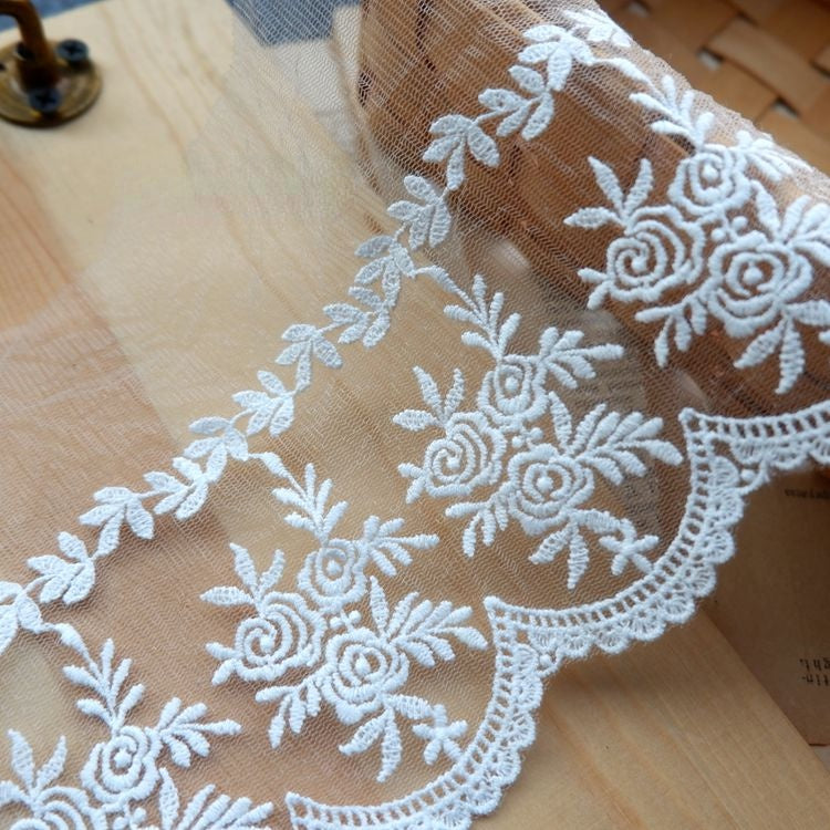 Embroidery Fish Apple Tulle Width 9-21 cm TF0062-Lace Fabric Shop