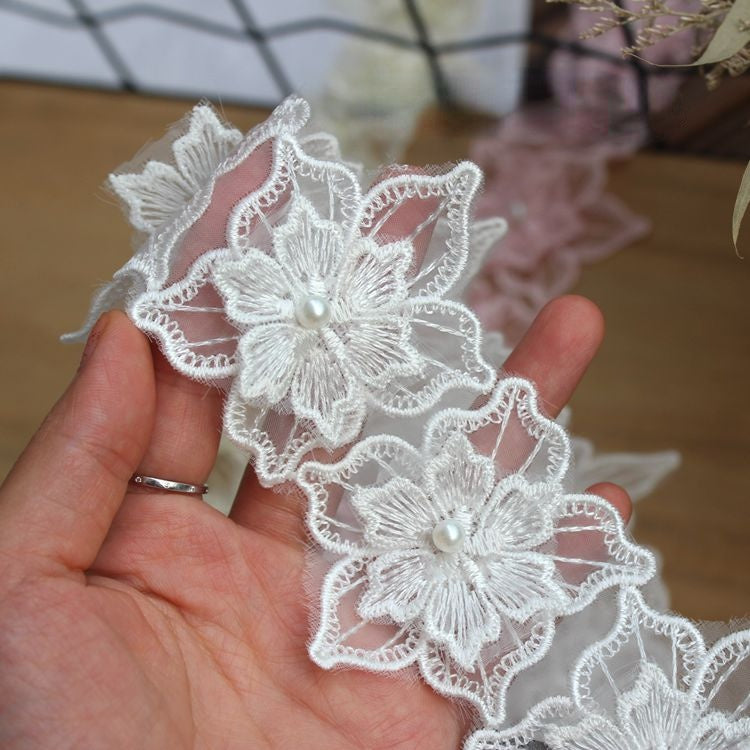 3D Beaded Lace Trims Veil Decoration BT0083-Lace Fabric Shop