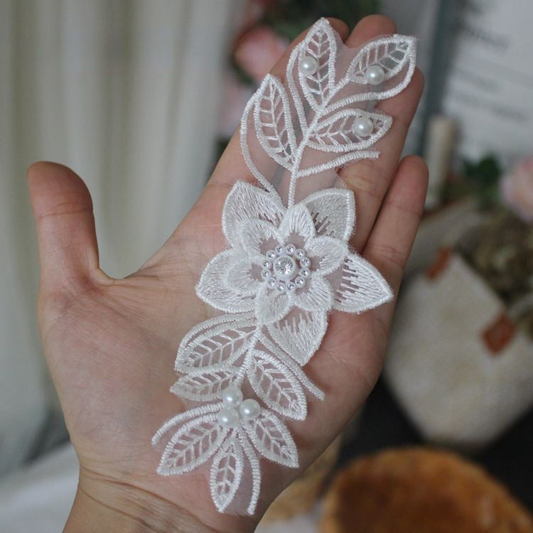 Beads Lace Trimming Single Flower BT0011-Lace Fabric Shop