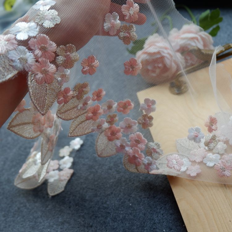 Embroidery Tulle Width 17 cm TF0032-Lace Fabric Shop