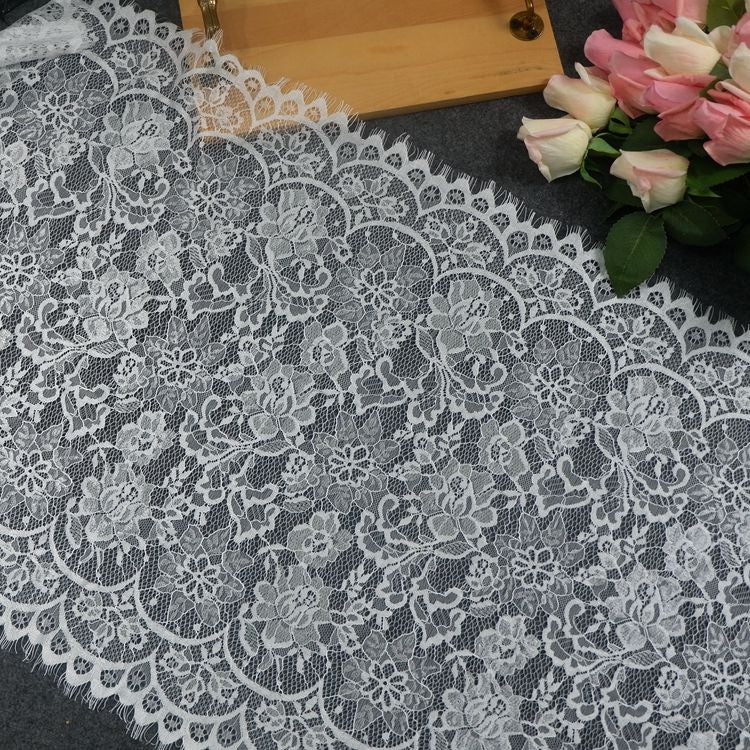 Wedding White Chantilly Lace Width 50 cm CHL0119-Lace Fabric Shop