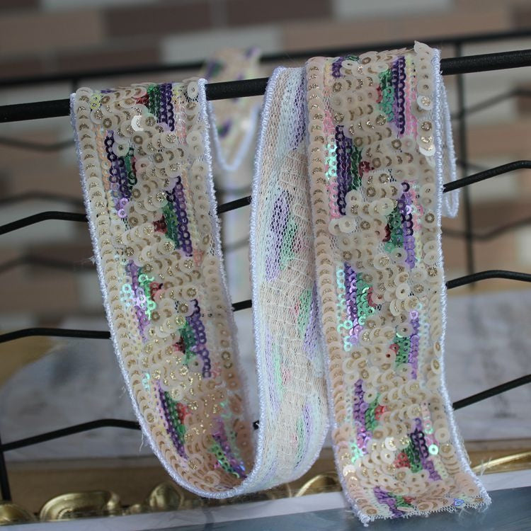 Luxury Shiny Sequins Beaded Lace Trims BT0077-Lace Fabric Shop