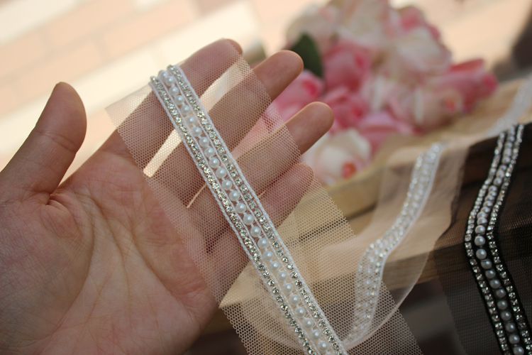 Beaded Tulle Mesh Lace Trim Belt Fabrics BT0091-Lace Fabric Shop