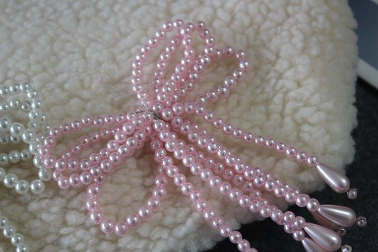Pearl Beaded Bow Tie Jewelry Accessories BA0118-Lace Fabric Shop