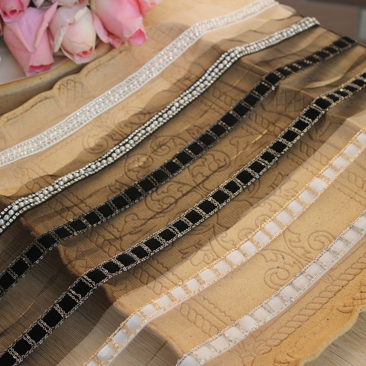 Beaded Tulle Mesh Lace Trim Belt Fabrics BT0091-Lace Fabric Shop