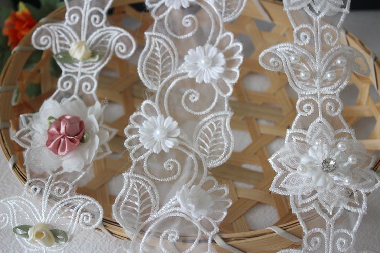Embroidery 3D Flower Beaded Lace Trims BT0122-Lace Fabric Shop