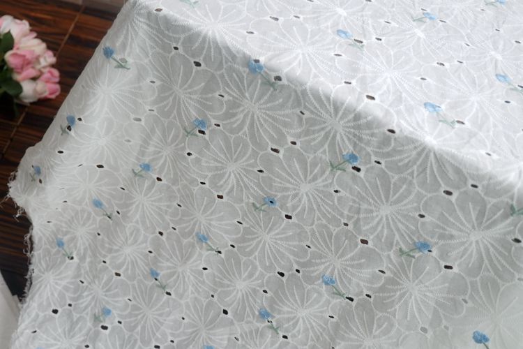 Wide Embroidery Eyelet Fabric Width 145 cm EF0077-Lace Fabric Shop