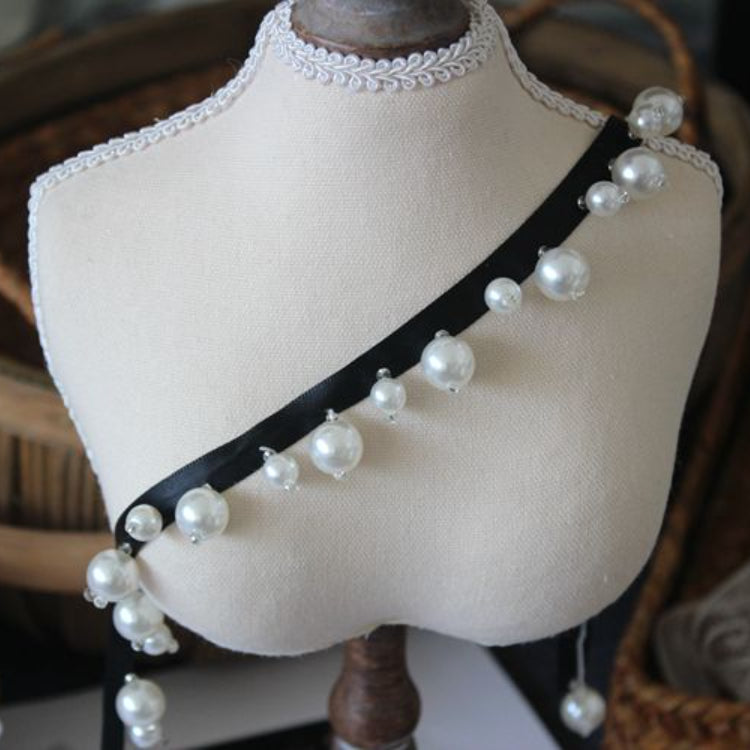 Pearl Tassel Beaded Lace Ribbon Trim Fabric BT0104-Lace Fabric Shop