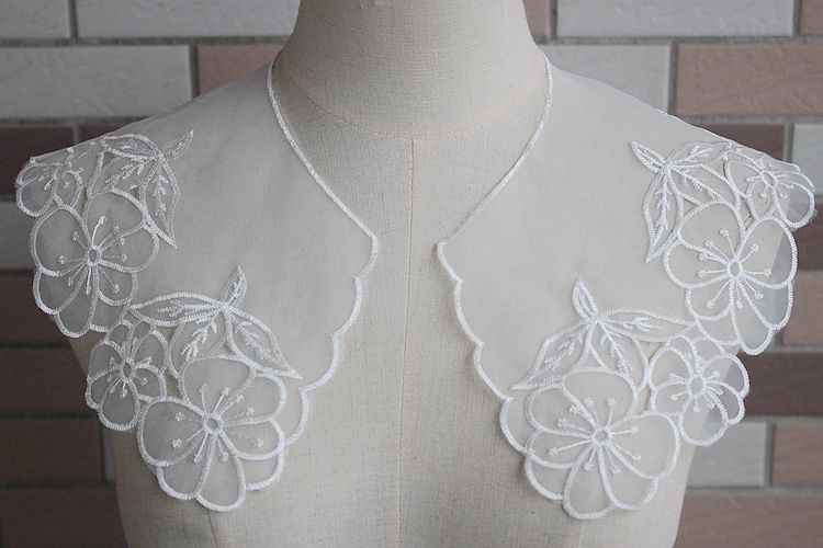 Embroidery Organza Collar Eyelet Fabric EF0071-Lace Fabric Shop