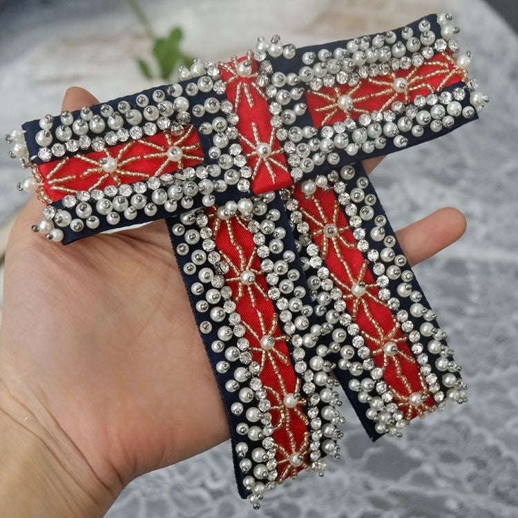 Beaded Brooch Decorate Bow BTA0002-Lace Fabric Shop
