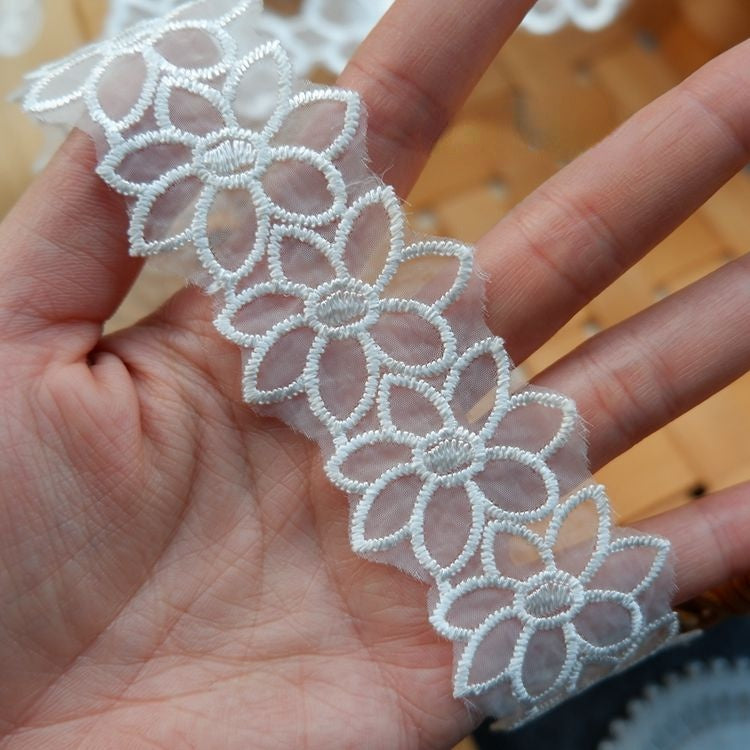 Embroidery Tulle Floral Trim Fabrics TF0054-Lace Fabric Shop