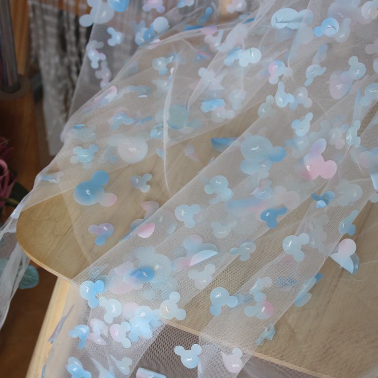 Child Mouse Sequins Tulle Fabric Width 150cm TF0120-Lace Fabric Shop