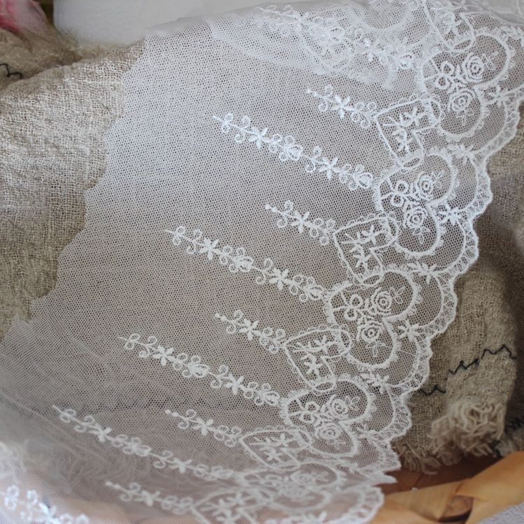 Embroidery Love Tulle Lace Trim Width 16 cm CL0079-Lace Fabric Shop