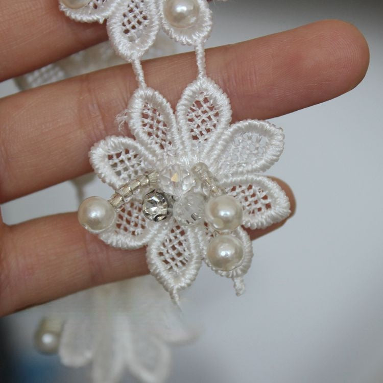 3D Beaded Bridal Decorative Lace Trim BT0004-Lace Fabric Shop