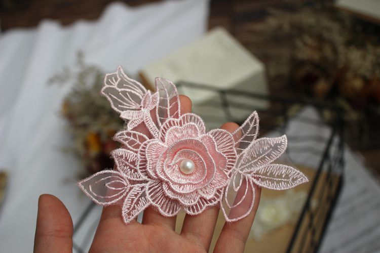 3D Beaded Flower Lace Trim Decoration BT0082-Lace Fabric Shop