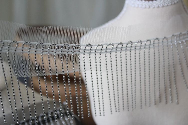 Tassel Beaded Tulle Mesh Lace Trim Fabric BT0100-Lace Fabric Shop