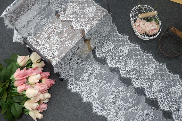 Gloss Chantilly Lace Trim Width 17-19 cm LT0043-Lace Fabric Shop