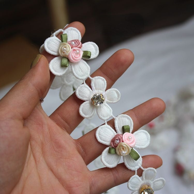 Beaded Flower Lace Trim Wedding Decoration BT0071-Lace Fabric Shop