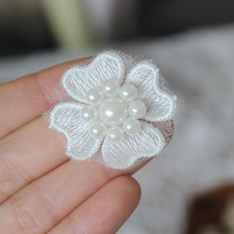 Lace Bead Trimming Single Floral BT0030-Lace Fabric Shop