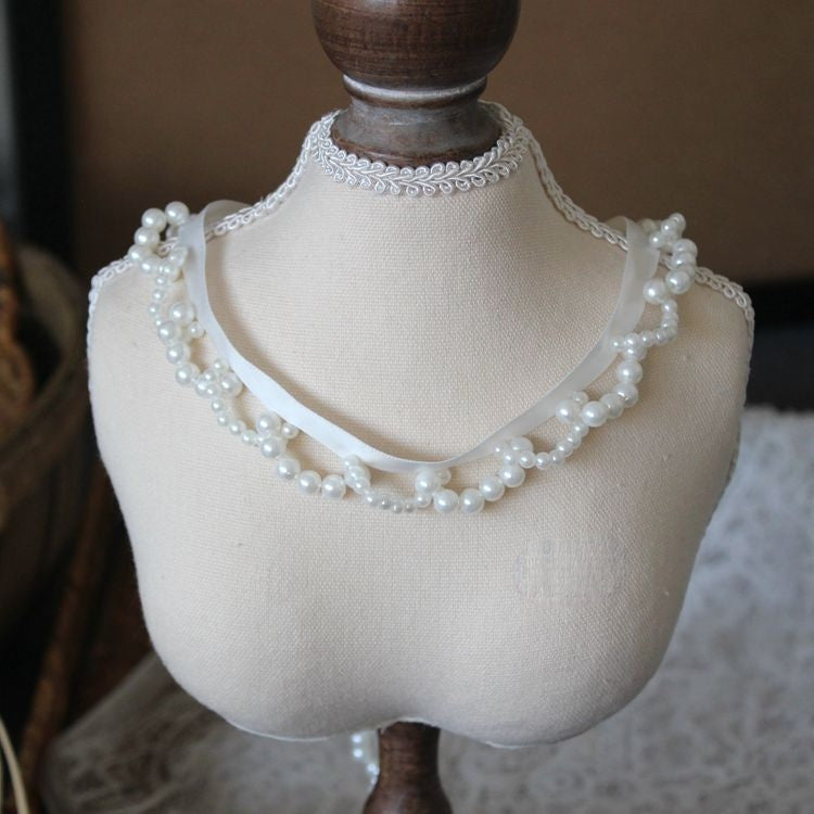 Pearl Tassel Beaded Lace Ribbon Trim Fabric BT0104-Lace Fabric Shop