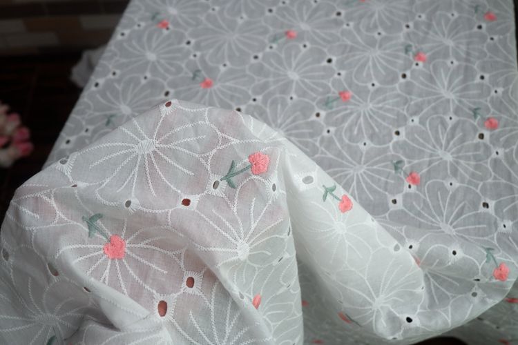Wide Embroidery Eyelet Fabric Width 145 cm EF0077-Lace Fabric Shop