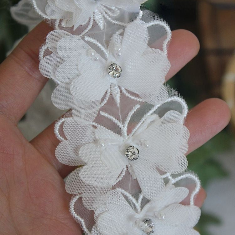 Beaded Butterfly Lace Trims Fabric BT0032-Lace Fabric Shop