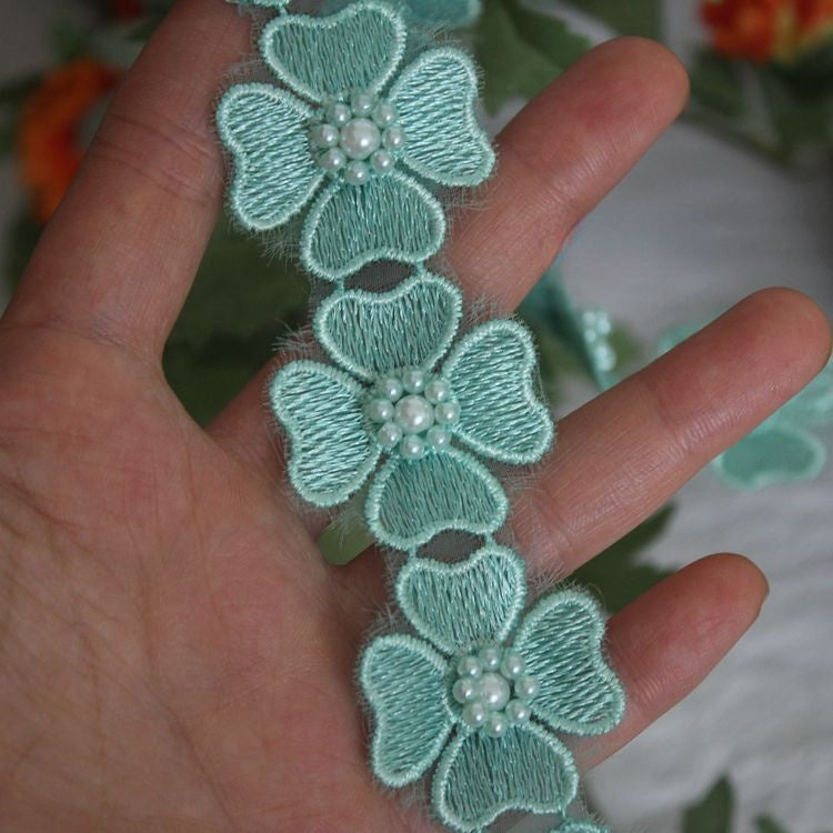 3D Beaded Bridal Decorative Lace Trim BT0004-Lace Fabric Shop