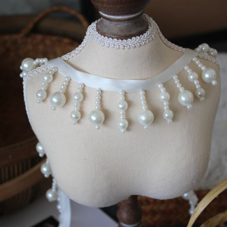 Pearl Tassel Beaded Lace Ribbon Trim Fabric BT0104-Lace Fabric Shop