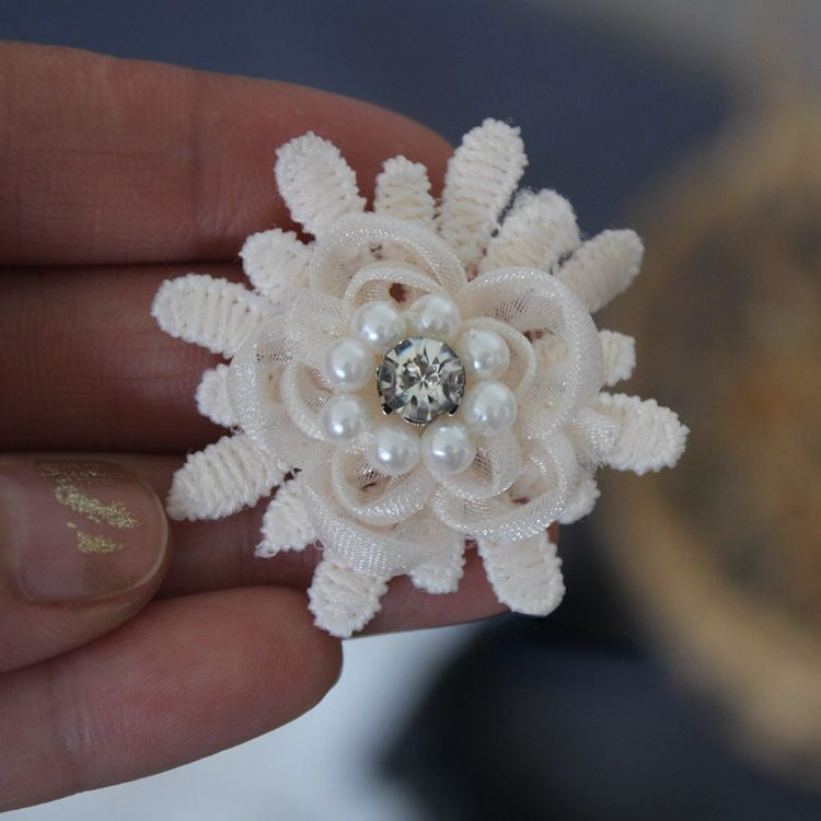 3D Beaded Lace Trim Single Flower BT0001-Lace Fabric Shop