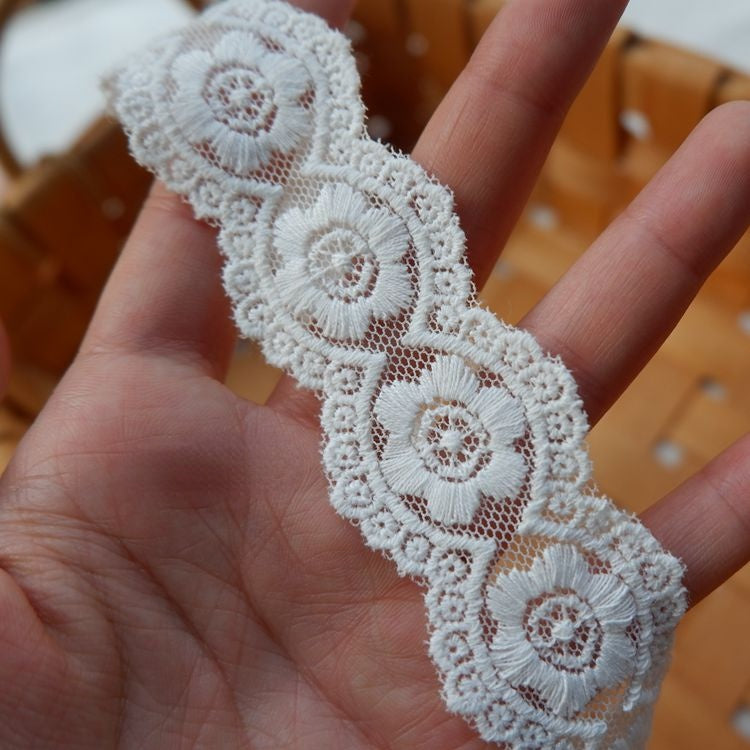 Embroidery Cotton Tulle Trim Width 2-5 cm TF0071-Lace Fabric Shop