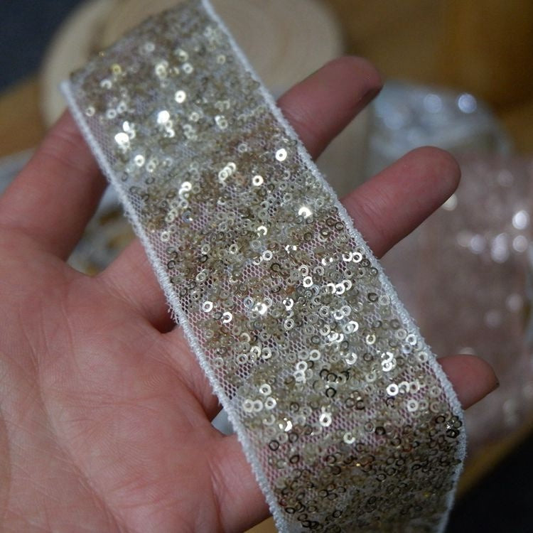 Beaded Sequins Color Trim Fabric BT0045-Lace Fabric Shop