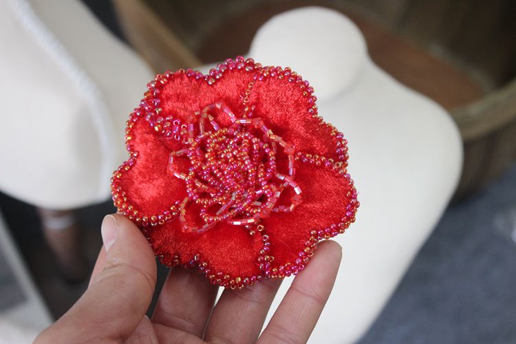 Beaded Flower Brooch Headdress Accessories BA0119-Lace Fabric Shop