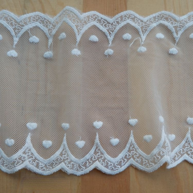 White Dress Tulle Lace Trim Width 12 cm TF0060-Lace Fabric Shop