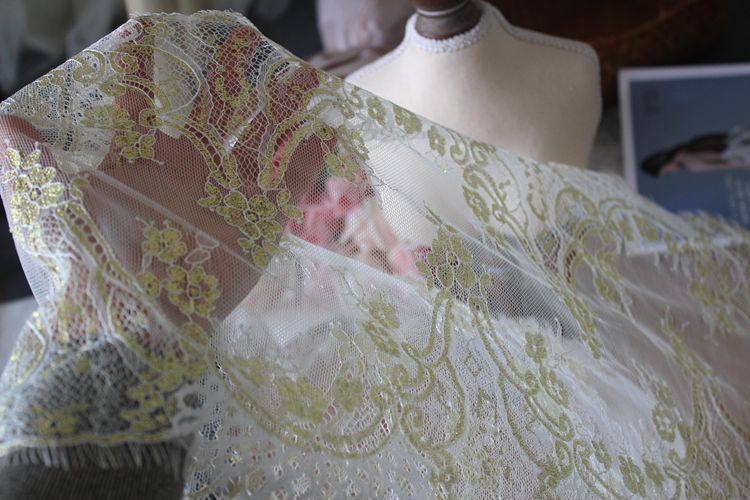 Golden Lace Fabric Width 24-30 cm CL0060-Lace Fabric Shop
