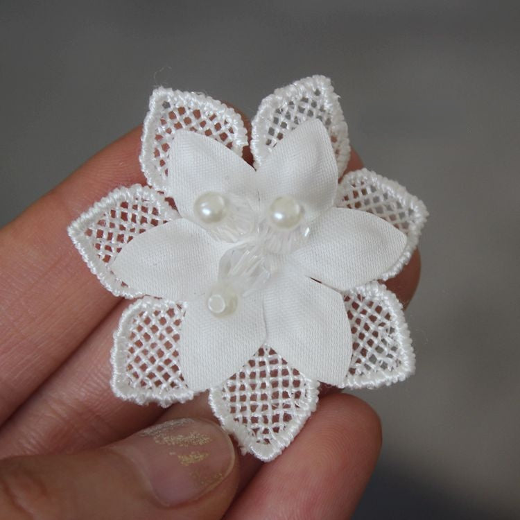 3D Beaded Lace Trim Single Flower BT0001-Lace Fabric Shop