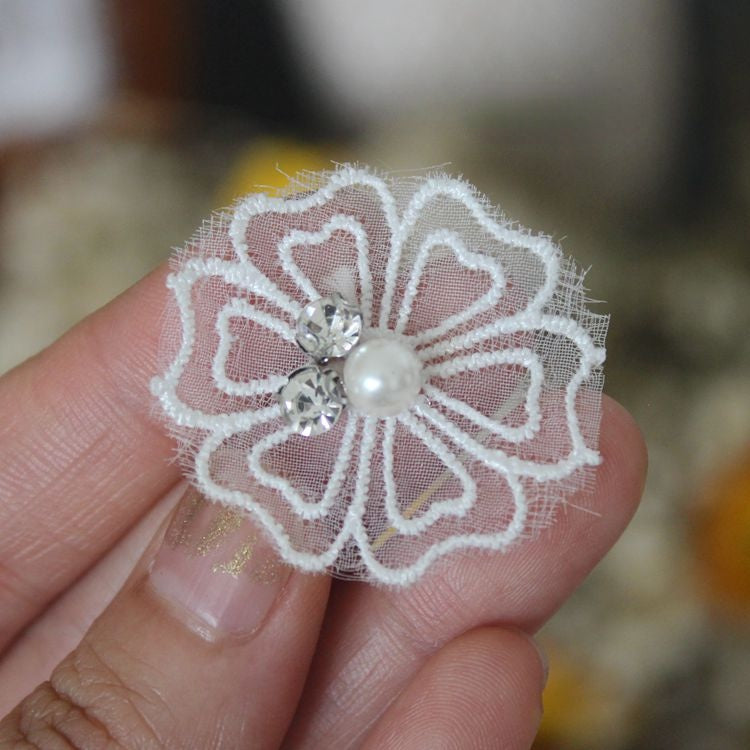 Lace Bead Trimming Single Floral BT0030-Lace Fabric Shop